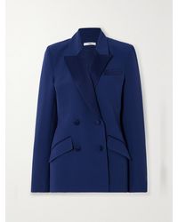 Safiyaa - Wynnie Double-Breasted Satin-Trimmed Stretch-Crepe Blazer - Lyst