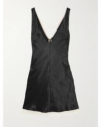Maria McManus - Scalloped Lace-Trimmed Hammered-Satin Mini Dress - Lyst