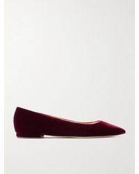 Gianvito Rossi - Velvet Point-Toe Flats - Lyst