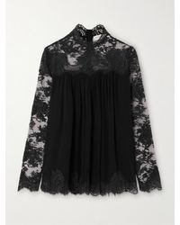 Zimmermann - Hypnotic Bluse Aus Chiffon Mit Spitzenbesätzen - Lyst