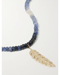 Sydney Evan - Feather Kette Mit Zierperlen, Diamanten Und Details Aus 14 Karat - Lyst