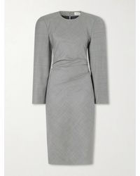Magda Butrym - Tie-Detailed Gathered Padded Wool-Blend Midi Dress - Lyst