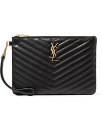Saint Laurent Pochette Matelassée En Cuir Monogramme - Multicolore