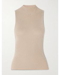 Courreges - Tanktop Aus Einer Gerippten Baumwoll-Merinowollmischung Mit Applikation - Lyst