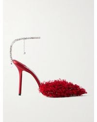 Jimmy Choo - Saeda 100 Crystal-Embellished Embroidered Mesh Pumps - Lyst