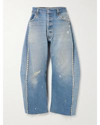 B Sides - Vintage Lasso High-Rise Lace-Trimmed Distressed Barrel-Leg Jeans - Lyst
