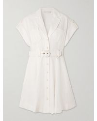 Zimmermann - Awaken Belted Linen Mini Shirt Dress - Lyst