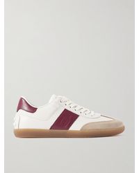 Tod's - Cassetta Suede-Trimmed Leather Sneakers - Lyst