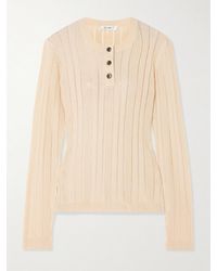 FRAME - Ribbed-Knit Henley Top - Lyst