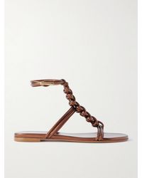 Gianvito Rossi - Capua Metallic Braided Leather Sandals - Lyst