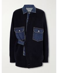 Sacai - Denim-Trimmed Wool-Blend Cardigan - Lyst