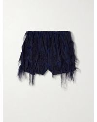 PAULINE DUJANCOURT - Argyle Fringed Lace And Crochet-Trimmed Tulle Shorts - Lyst