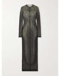 Jean Paul Gaultier - Trompe L'Oeil Printed Mesh Maxi Dress - Lyst