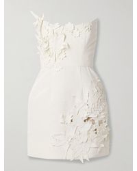 Oscar de la Renta - Strapless Appliquéd Cotton-Blend Faille Mini Dress - Lyst