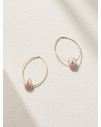 Mizuki - 14-Karat Pearl Hoop Earrings - Lyst