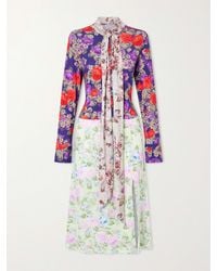 Acne Studios - Scarf-Detailed Floral-Print Crepe Midi Dress - Lyst