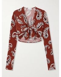 Rabanne - Verkürztes Oberteil Aus Stretch-Crêpe Mit Paisley-Print - Lyst