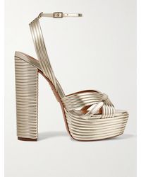 Aquazzura - Gold Sundance 140mm Metallic Platform Sandals - Lyst