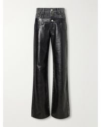 Haikure - Bonnie Double Wb Hedwig Denim-Trimmed Leather Mid-Rise Wide-Leg Jeans - Lyst