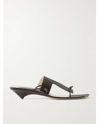 Christen - Edge T-Strap 35 Lizard-Effect Leather Sandals - Lyst