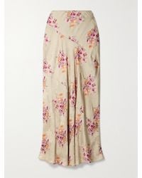 LoveShackFancy - Booker Floral-Print Satin-Jacquard Maxi Skirt - Lyst