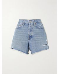 Agolde - Parker Long Distressed Organic Denim Shorts - Lyst