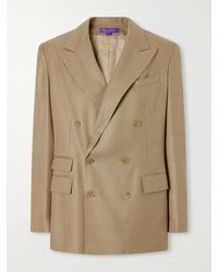 Ralph Lauren - Glen Double-Breasted Prince Of Wales Checked Silk Blazer - Lyst