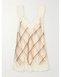 Rabanne - Checked Lace-Trimmed Silk-Satin Cami - Lyst