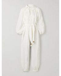 Lisa Marie Fernandez - Poet Verkürzter Jumpsuit Aus Gaze Aus Einer Leinenmischung Mit Bindegürtel - Lyst