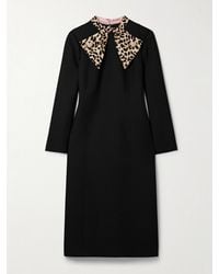Valentino Garavani - Embellished Leopard-Print Wool And Silk-Blend Midi Dress - Lyst