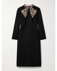 Valentino Garavani - Embellished Leopard-Print Wool And Silk-Blend Midi Dress - Lyst