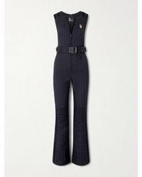 Moncler - Gesteppter Skianzug Mit Daunenfüllung, Applikation Und Gürtel - Lyst