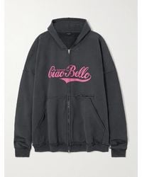 Balenciaga - Sweat À Capuche En Jersey De Coton Imprimé Effet Vieilli - Lyst