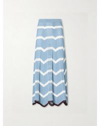 La DoubleJ - Chevron Scalloped Striped Pointelle-Knit Cotton Maxi Skirt - Lyst