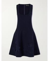 Oscar de la Renta - Laser-Cut Embroidered Knitted Mini Dress - Lyst