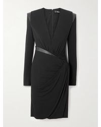 Versace - Robe Effet Portefeuille En Jersey Stretch À Finitions En Cuir - Lyst