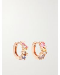 Suzanne Kalan - 18-Karat Rose, Sapphire And Diamond Hoop Earrings - Lyst
