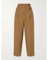 LeKasha - Dafash High-Rise Pleated Linen Straight-Leg Pants - Lyst