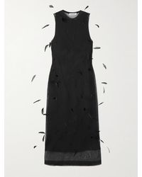 Jil Sander - Feather-Embellished Layered Knitted-Silk Midi Dress - Lyst