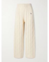 Sporty & Rich - Blair Embroidered Cable-Knit Cashmere And Wool-Blend Track Pants - Lyst