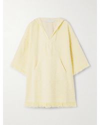 Zimmermann - Coco Minikleid Aus Baumwollfrottee Mit Jacquard-Muster, Fransen Und Kapuze - Lyst