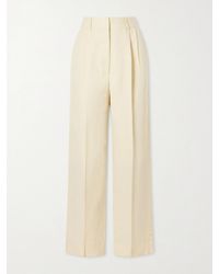 Blazé Milano - Savannah Pleated Linen And Silk-Blend Straight-Leg Pants - Lyst
