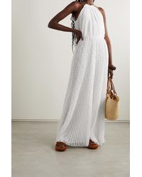 MICHAEL Michael Kors Chain-embellished Pleated Lace Maxi Dress - White
