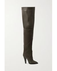 Saint Laurent Kensington Leather Thigh Boots - Grey