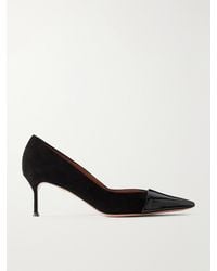 Aquazzura - Orbit Pump 65 Patent Leather-Trimmed Suede Pumps - Lyst