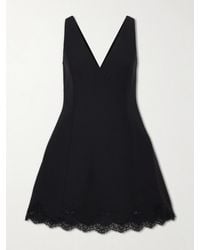 Valentino Garavani - Lace-Trimmed Wool And Silk-Blend Crepe Mini Dress - Lyst