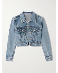 Alexander Wang - Cropped Crystal-Embellished Denim Jacket - Lyst