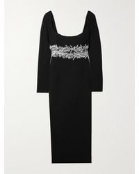 Oscar de la Renta - Crystal-Embellished Wool-Blend Midi Dress - Lyst