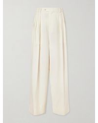 Calvin Klein - Alexandra Pleated Grain De Poudre Wool Wide-Leg Pants - Lyst