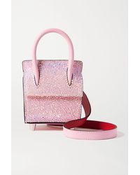 Christian Louboutin Paloma Nano Crystal-embellished Suede, Leather And Rubber Shoulder Bag - Pink